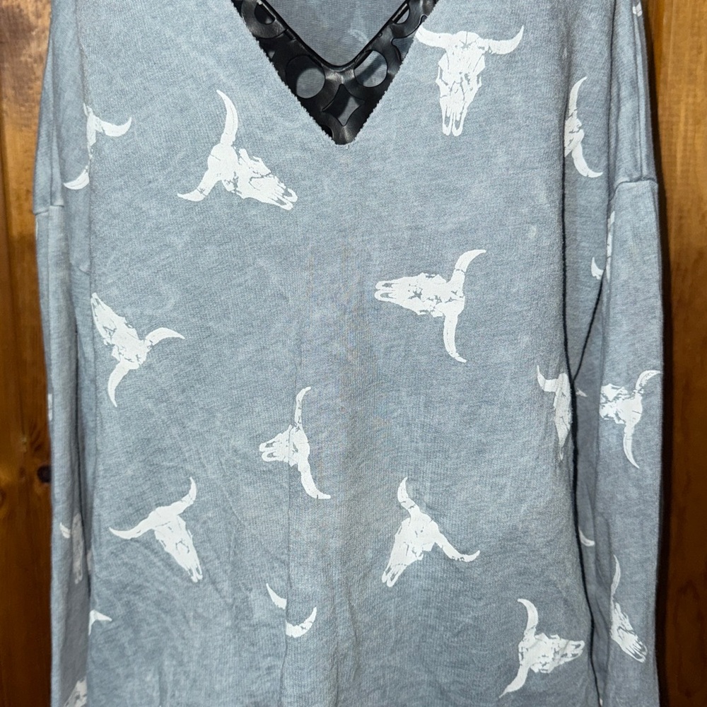 Vintage Havana Light Blue Sweater long horn western country rodeo causal top - Picture 2 of 5